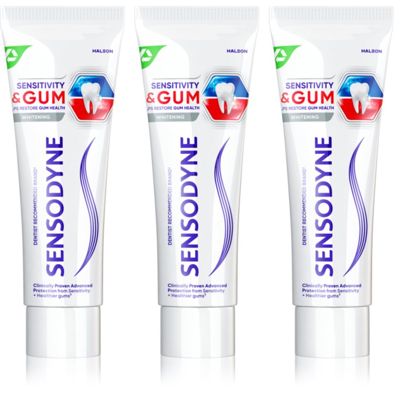 Sensodyne Sensitivity & Gum Whitening pasta de dinti pentru albire pentru a proteja dintii si gingiile 3x75 ml