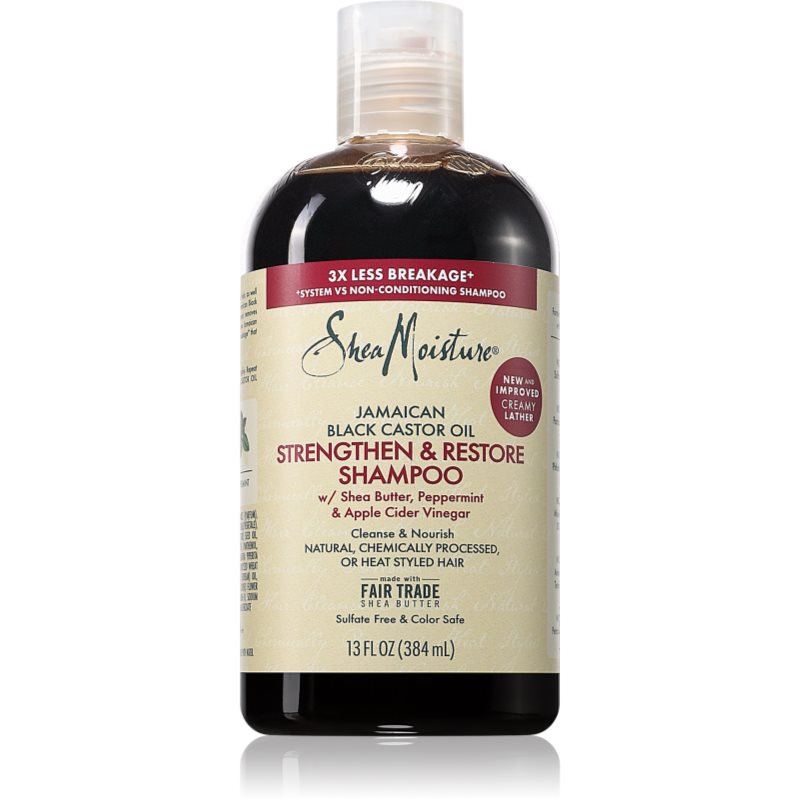 Shea Moisture Jamaican Black Castor Oil Strengthen &amp; Restore sampon fortifiant pentru păr creț 384 ml