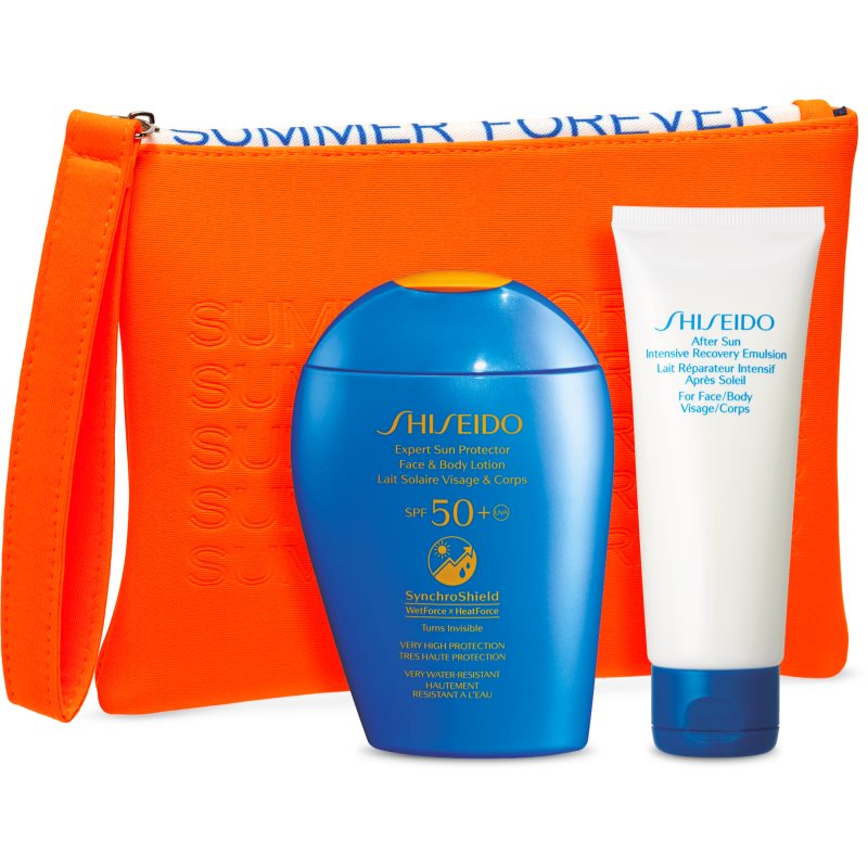 Shiseido Sun Care opalovací mléko na obličej a tělo SPF 50+ 150 ml + obnovujíci emulze po opalování 75 ml
