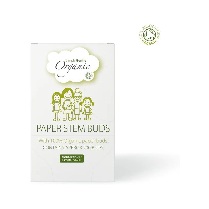 Simply Gentle Organic Paper Stem Buds bețișoare din bumbac 200 buc