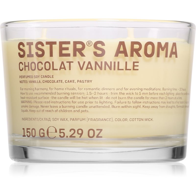 Sister\'s Aroma Chocolat Vannille lumânare parfumată 150 g