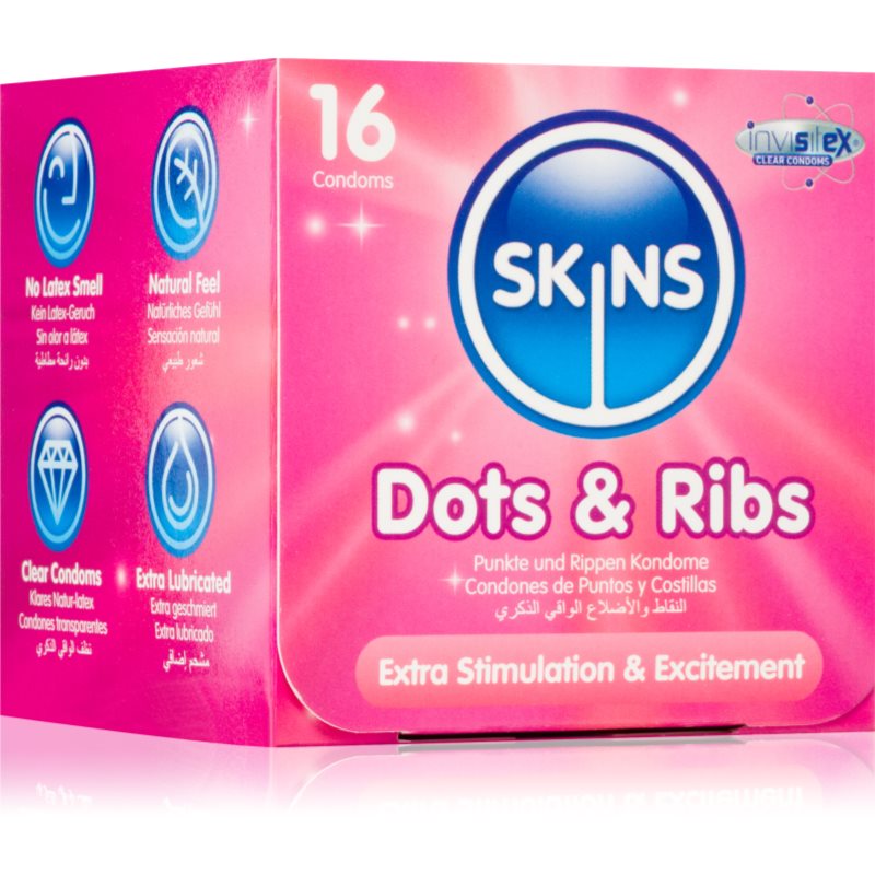 Skins Dots & Ribs prezervative Vanilla 16 buc