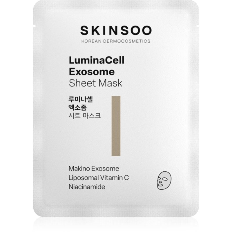 SKINSOO LuminaCell Exosome Sheet Mask mască textilă iluminatoare 22 g