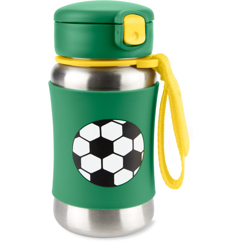 Skip Hop Spark Style Straw Bottle sticlă inoxidabilă pentru apă cu pai Fotbal 12 m+ 350 ml