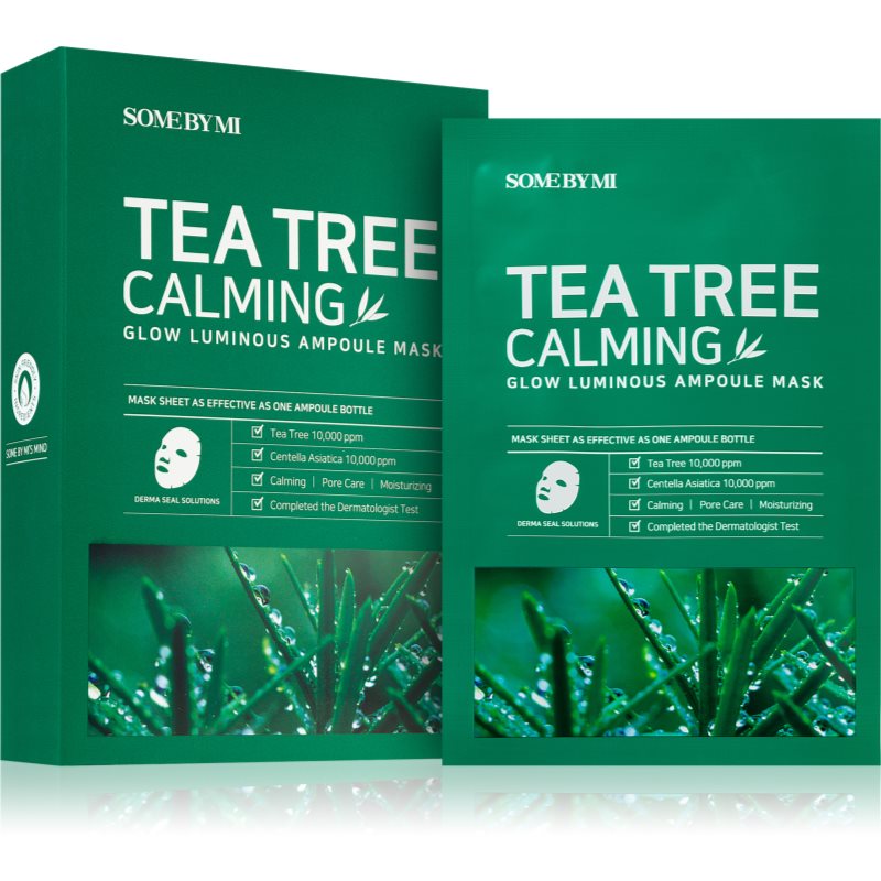 Some By Mi Glow Luminous Tea Tree Calming mască textilă calmantă pentru pielea problematica 10x25 g