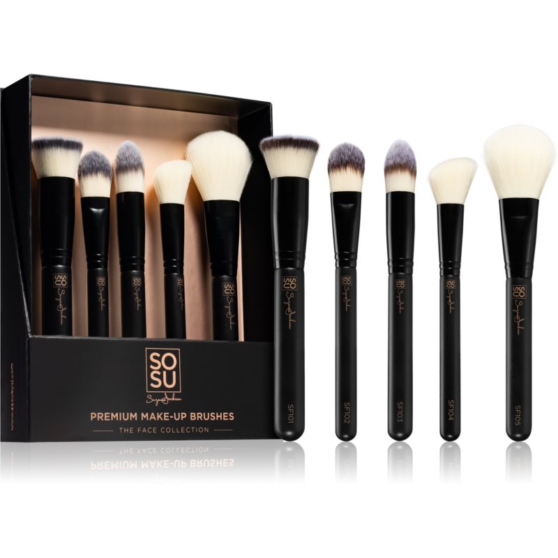 Sosu Cosmetics Premium Brushes The Face Collection Set Perii Machiaj Pentru Look Perfect 5 Buc