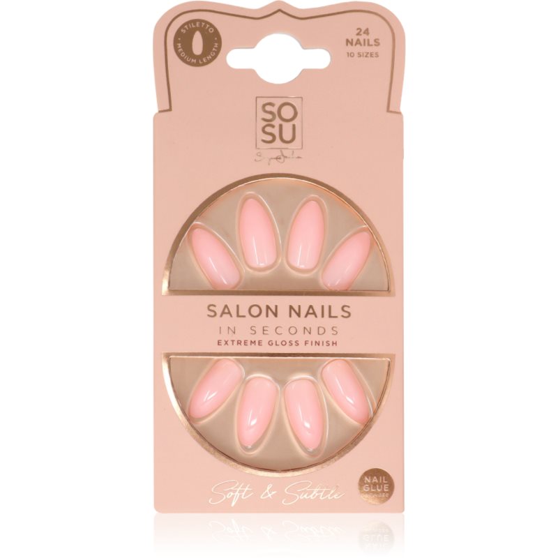 SOSU Cosmetics Salon Nails unghii artificiale culoare Soft & Subtle 24 buc