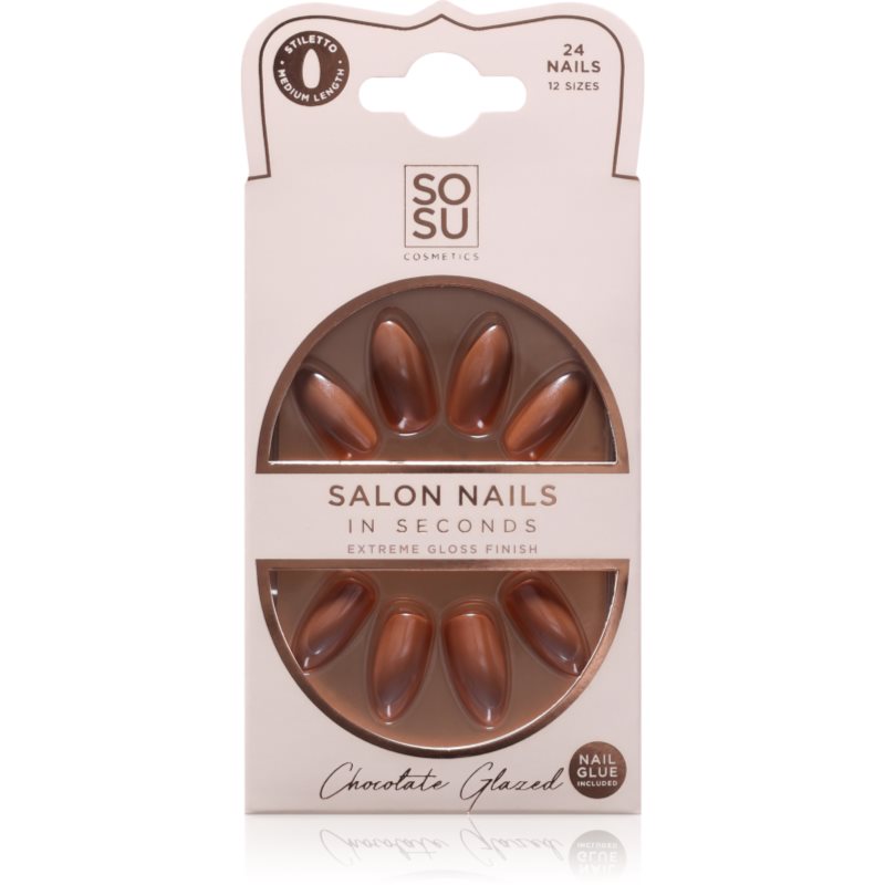 SOSU Cosmetics Salon Nails unghii artificiale culoare Chocolate Glazed 24 buc