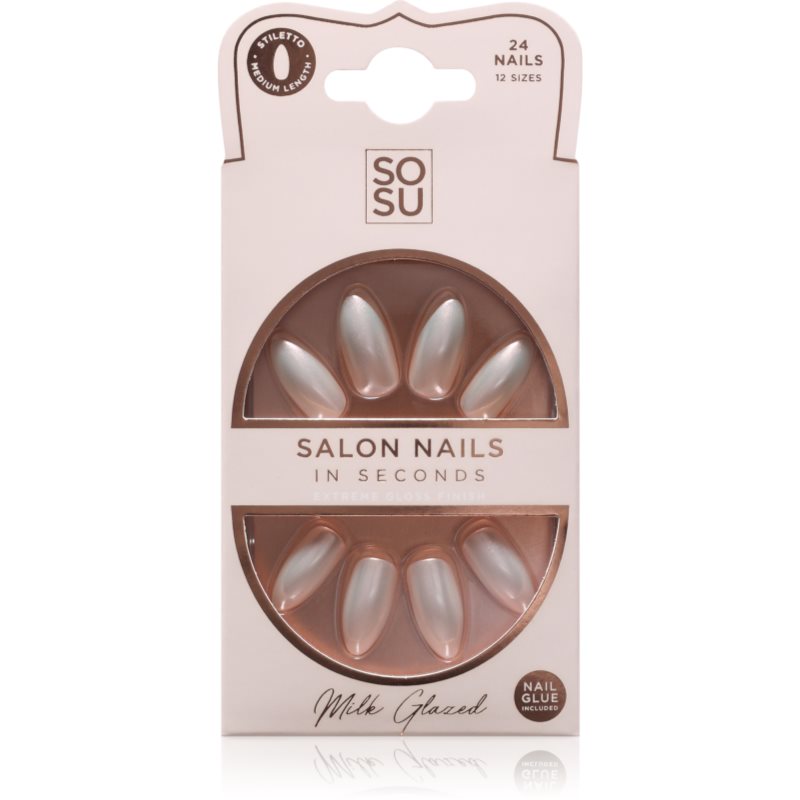 SOSU Cosmetics Salon Nails unghii artificiale culoare Milk Glazed 24 buc