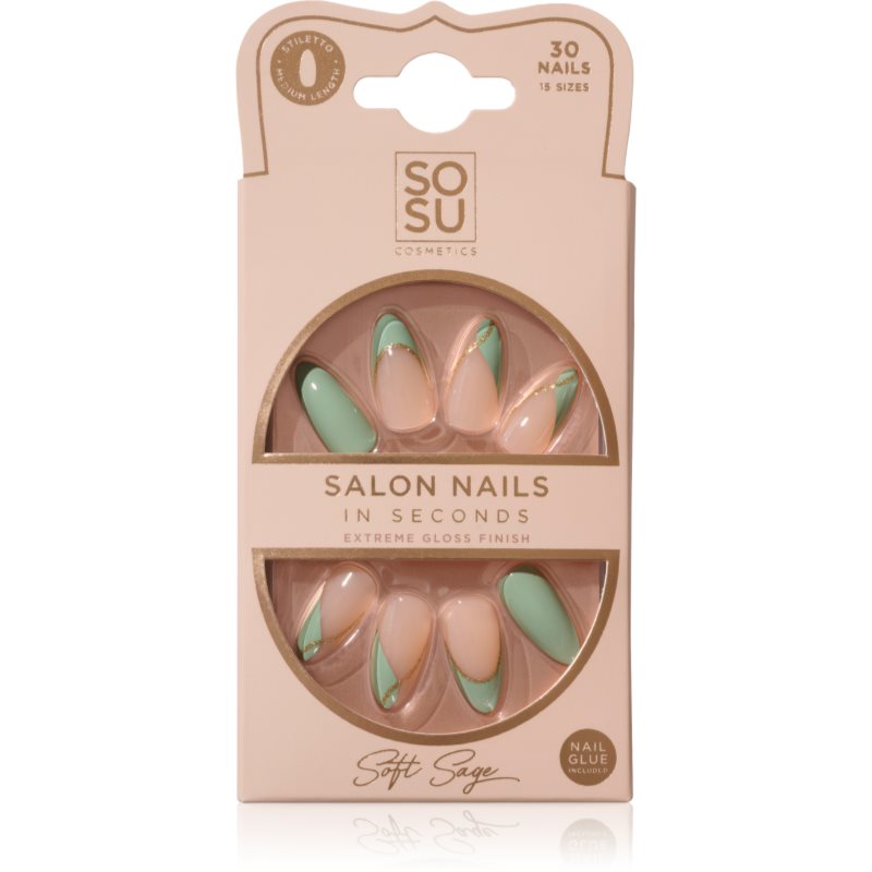 SOSU Cosmetics Salon Nails unghii artificiale culoare Soft Sage 30 buc