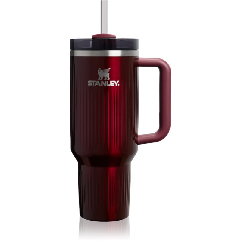 Stanley Quencher H2.O FlowState™ Fluted Tumbler pahar din oțel inoxidabil cu pai mare Garnet Shine 1180 ml