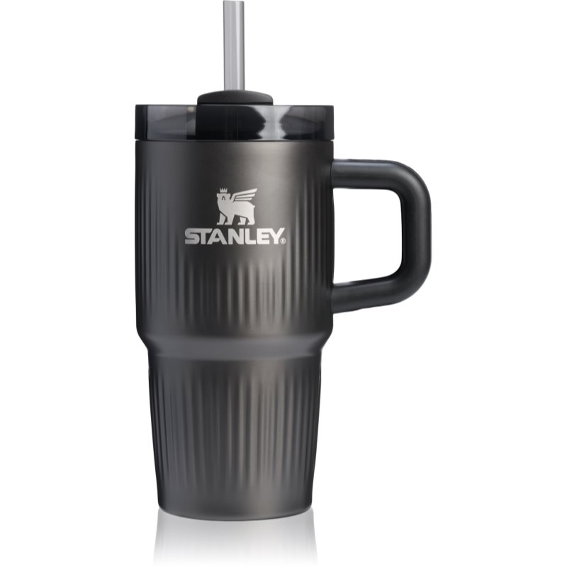 Stanley Quencher H2.O Fluted Tumbler pahar din oțel inoxidabil cu pai mic Black PVD 590 ml