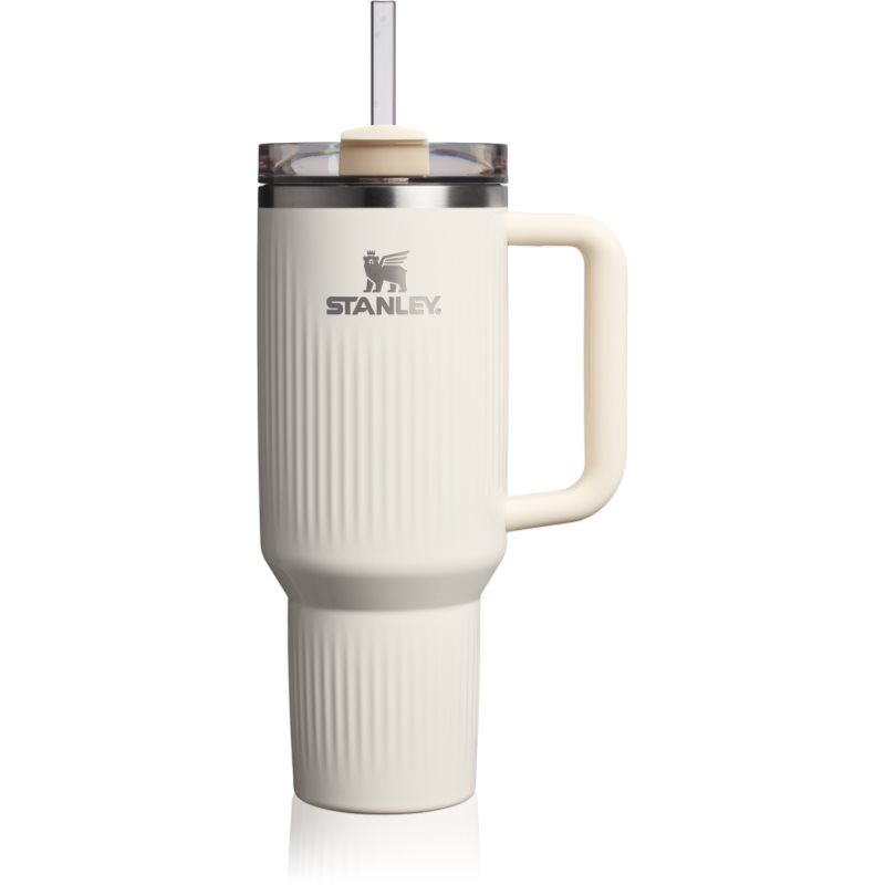Stanley Quencher H2.O FlowState™ Fluted Tumbler pahar din oțel inoxidabil cu pai mare Cream Gloss 1 buc