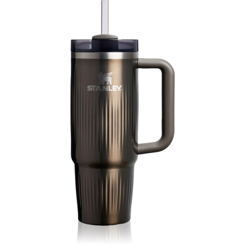 Stanley Quencher H2.O Fluted Tumbler pahar din oțel inoxidabil cu pai mare gunmetal shine 1 buc