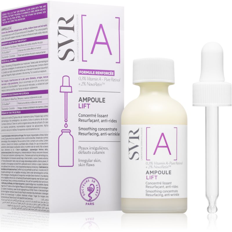 SVR Ampoule [A] Lift ser cu efect de netezire, pentru reducerea imperfecțiunilor tenului 30 ml