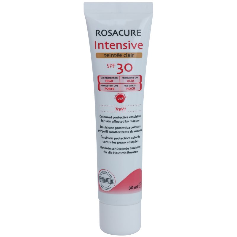 Synchroline Rosacure Intensive lotiuni tonice pentru piele sensibila predispuse la roseata SPF 30 culoare Clair 30 ml