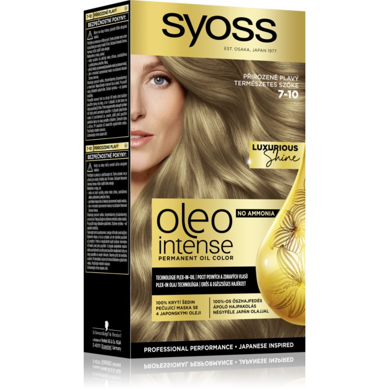 Syoss Oleo Intense Culoare permanenta pentru par cu ulei culoare 7-10 Natural Blond 1 buc