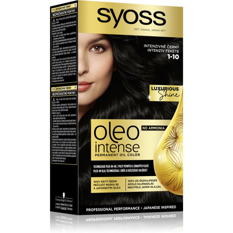 Syoss Oleo Intense Culoare permanenta pentru par cu ulei culoare 1-10 Intense Black 1 buc