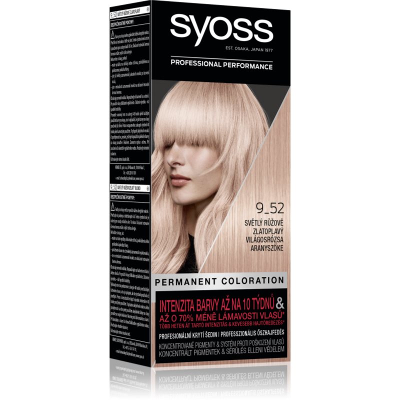 Syoss Permanent Color Culoare permanenta pentru par culoare 9_52 Light Rose Gold Blond 1 buc