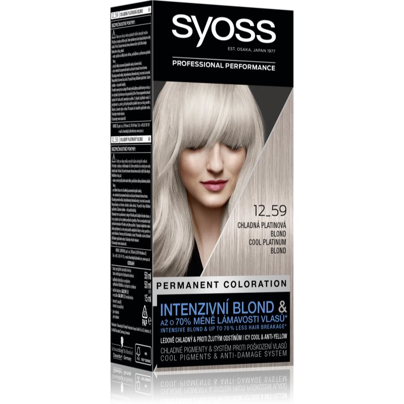 Syoss Cool Blonds Culoare permanenta pentru par culoare 12-59 Cool platinum blond