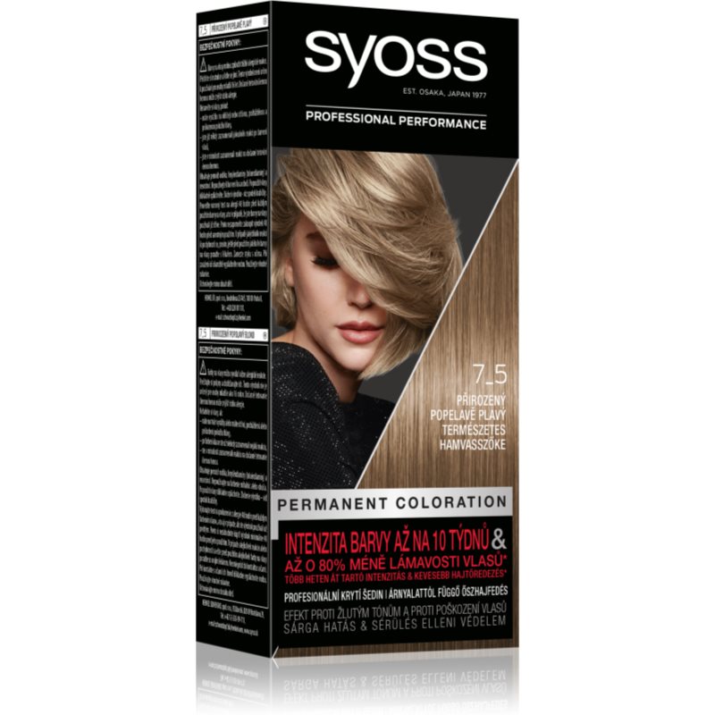 Syoss Color Culoare permanenta pentru par culoare 7-5 Natural Ashy Blond