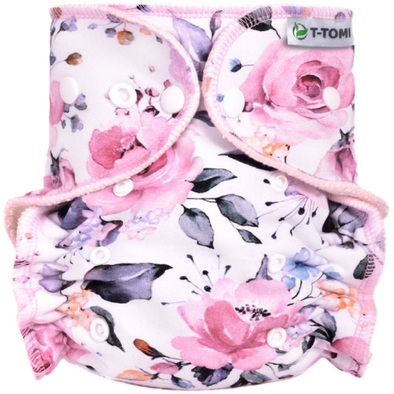 T-TOMI Pant Diaper Changing Set Snaps scutec lavabil tip chiloțel, cu inserție absorbantă Roses 3 - 15 kg 1 buc