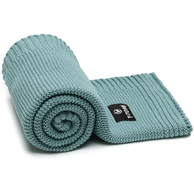 T-TOMI Knitted Blanket Mint Waves pled împletit