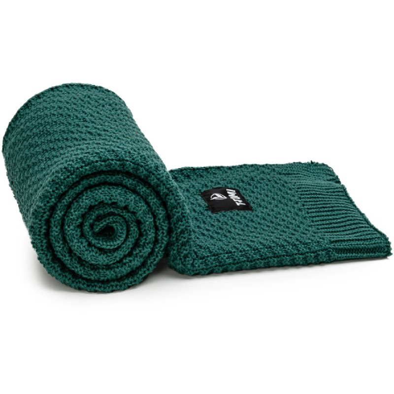 T-TOMI Knitted Blanket Smaragd pled împletit