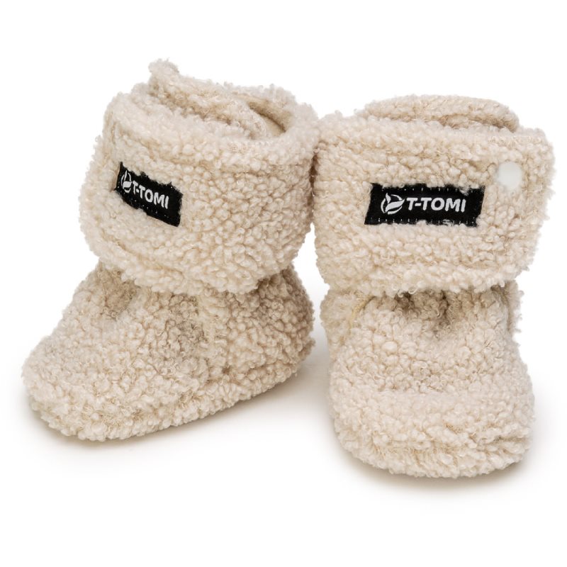 T-TOMI TEDDY Booties Cream botoșei pentru copii 9-12 months 1 buc