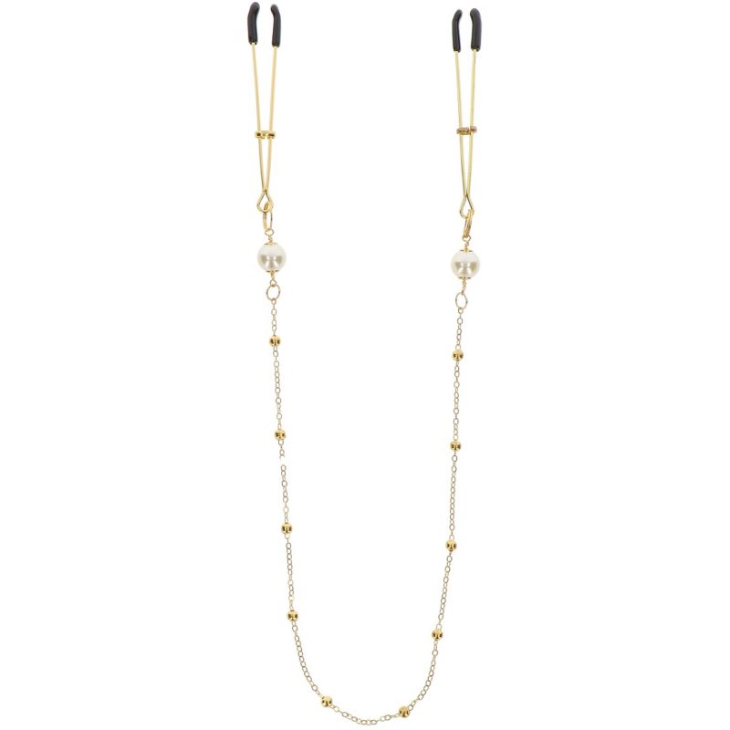 Taboom Nipple Play Pearl & Deluxe Chain accesorii BDSM pentru mameloane gold 52,7 cm