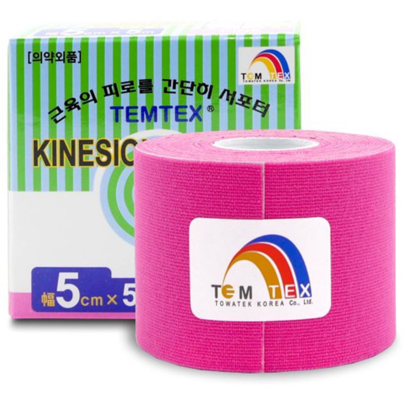 Temtex Tape Classic bandă elastică muschii si articulatiile culoare Pink 1 buc