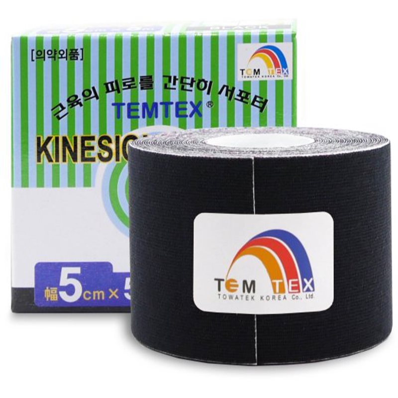 Temtex Tape Classic bandă elastică muschii si articulatiile culoare Black 1 buc