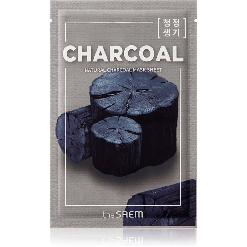 The Saem Natural Mask Sheet Charcoal mască cu efect de curățare 21 ml