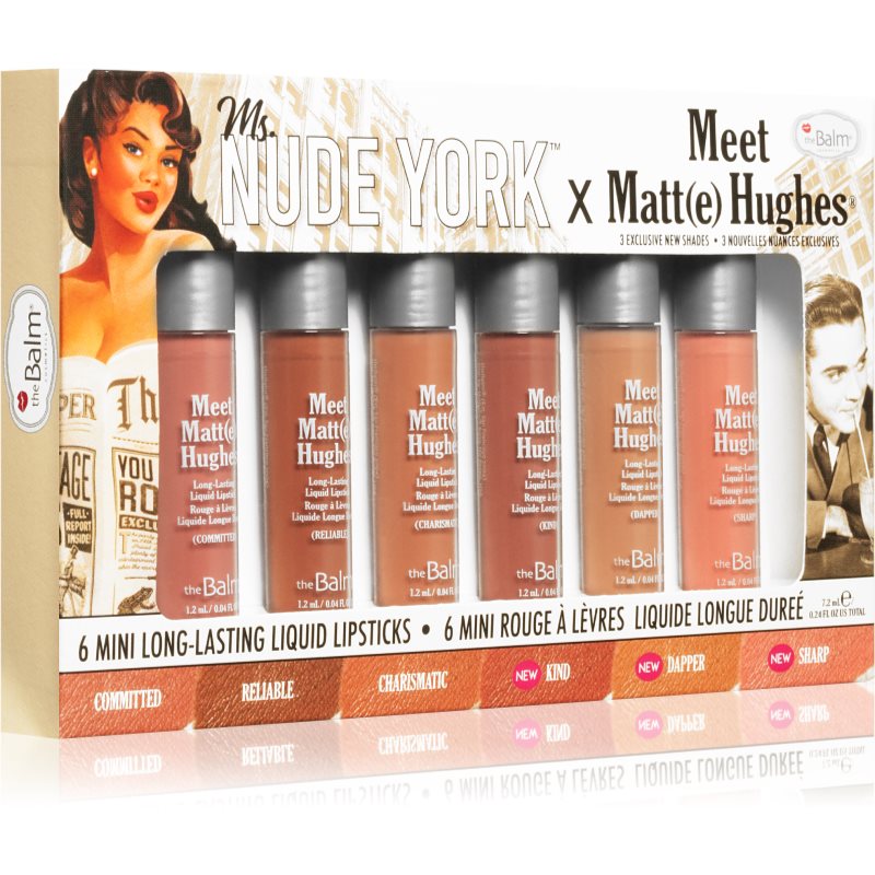 theBalm Meet Matt(e) Hughes X Ms. Nude York set de rujuri lichide (cu efect matifiant)