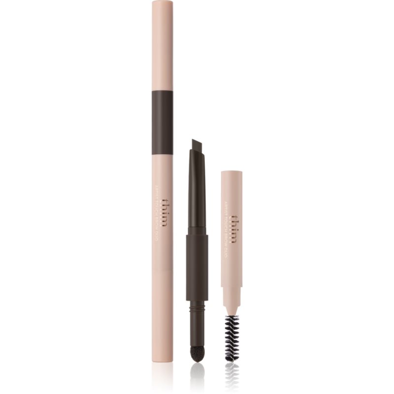 thim Artist Touch Brow Duo creion dermatograf cu două capete pentru sprâncene cu pensula culoare 03 Black Brown 0.6 g