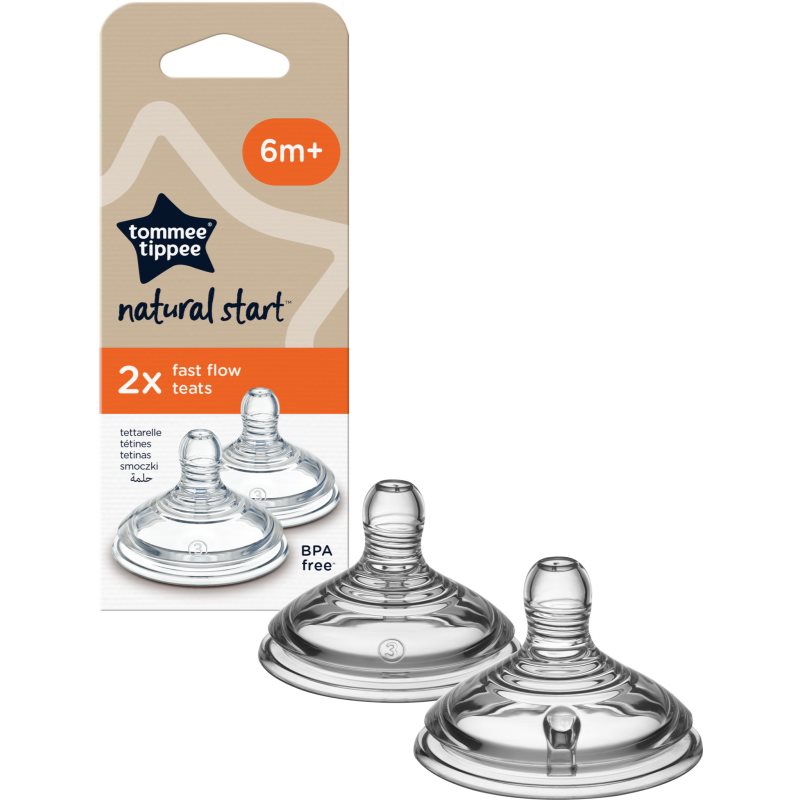 Tommee Tippee Natural Start Anti-Colic Teat tetină pentru biberon Fast Flow 6 m+ 2 buc