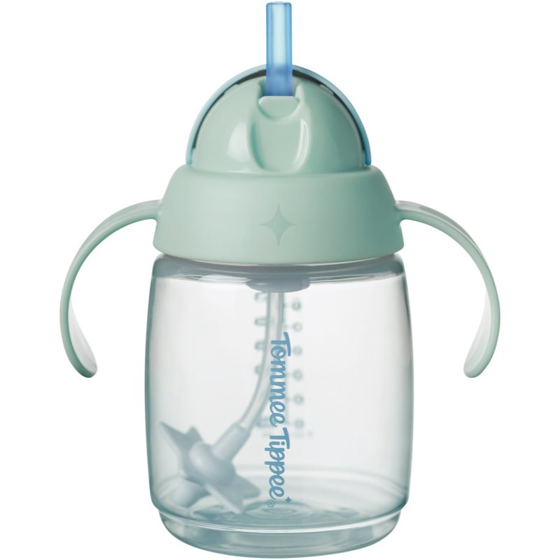 Tommee Tippee Trainer Straw cană pentru antrenament cu greutăți 6m+ Green 240 ml