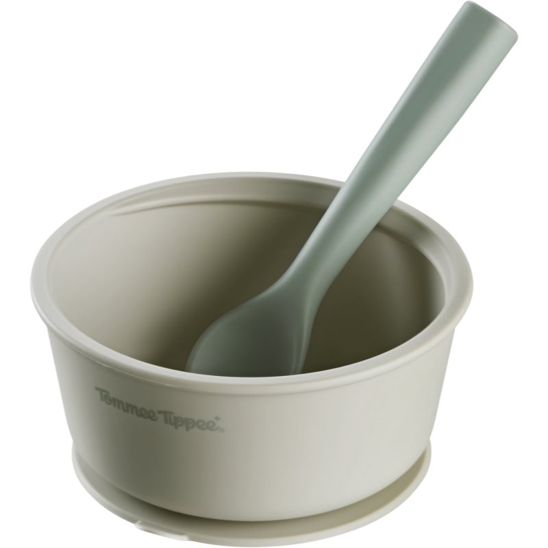 Tommee Tippee EasiStick™ Silicone Bowl & Spoon bol din silicon cu ventuză 4m+ Green 1 buc