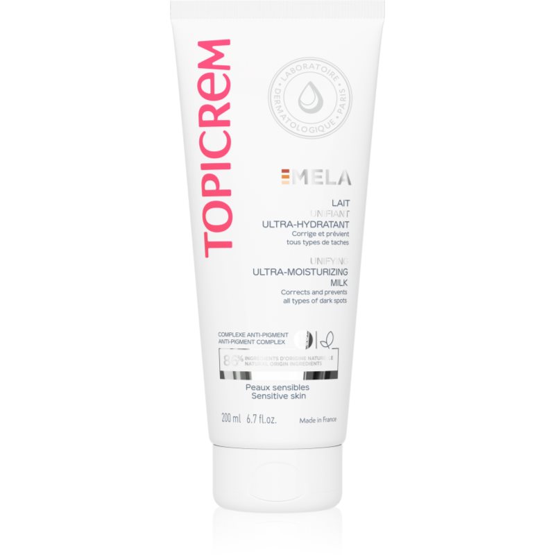 Topicrem MELA Unifying Ultra-Moisturizing Milk lapte hidratant impotriva petelor SPF 15 200 ml