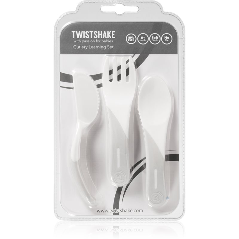 Twistshake Learn Cutlery tacâmuri White 6 m+ 3 buc