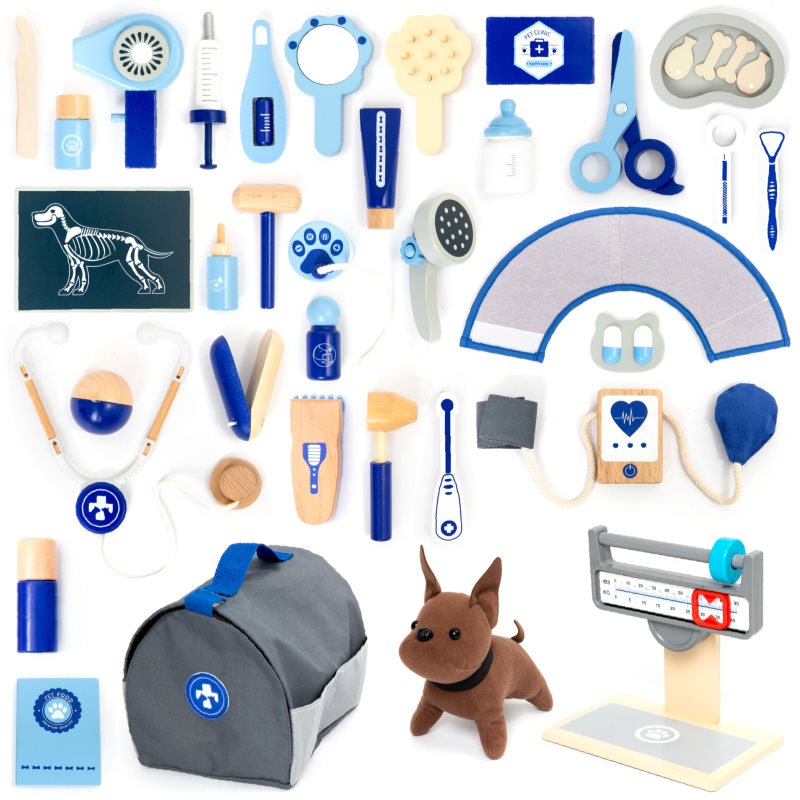 UMU Toys Veterinary set jucărie cu activități din lemn Blue 3y+