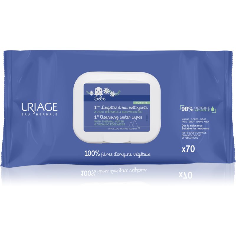 Uriage Bébé 1st Cleansing Wipes servetele pentru curatare pentru copii 70 buc