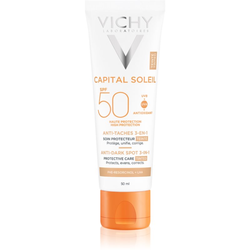 Vichy Capital Soleil cremă colorantă împotriva petelor pigmentare 3 în 1 SPF 50 Tinted 50 ml