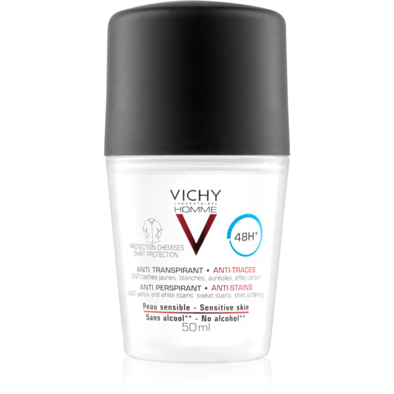 Vichy Homme Deodorant antiperspirant împotriva petelor albe și galbene 48 de ore 50 ml