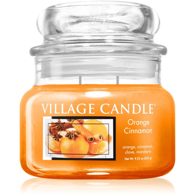 Village Candle Orange Cinnamon lumânare parfumată (Glass Lid) 262 g