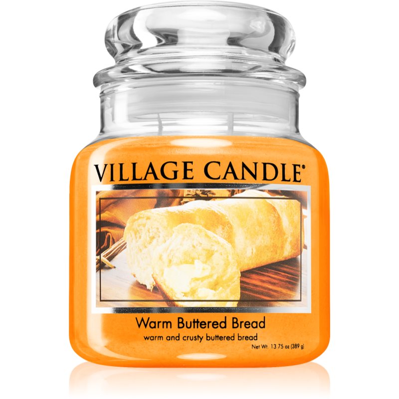 Village Candle Warm Buttered Bread lumânare parfumată (Glass Lid) 389 g