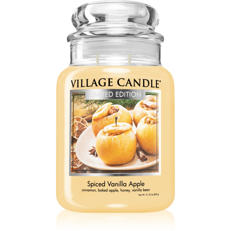 Village Candle Spiced Vanilla Apple lumânare parfumată (Glass Lid) 602 g