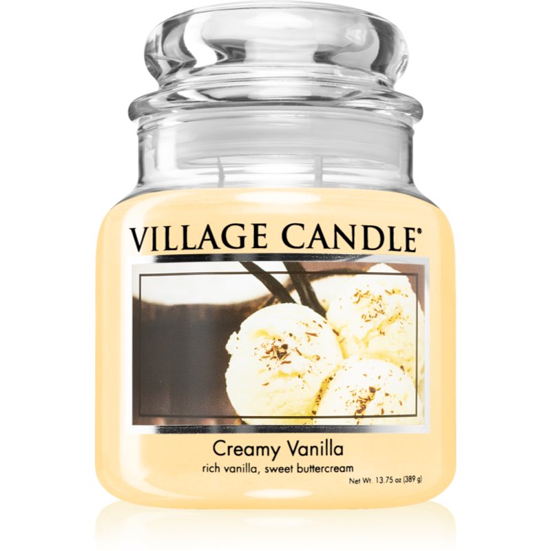 Village Candle Creamy Vanilla lumânare parfumată (Glass Lid) 389 g