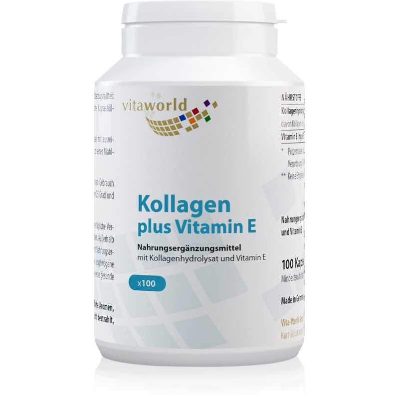 Vita World Kollagen 500 + vitamin E 100 Kapseln mit Kollagen 102 g