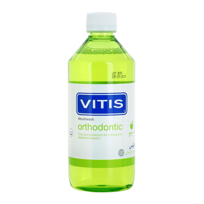 Vitis Orthodontic apă de gură aparat dentar aroma Apple Mint 500 ml